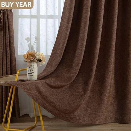 New Curtains for Living Dining Room Bedroom Nordic Style Solid Color Imitation Cotton and Linen Fabric Jacquard Curtains Custom