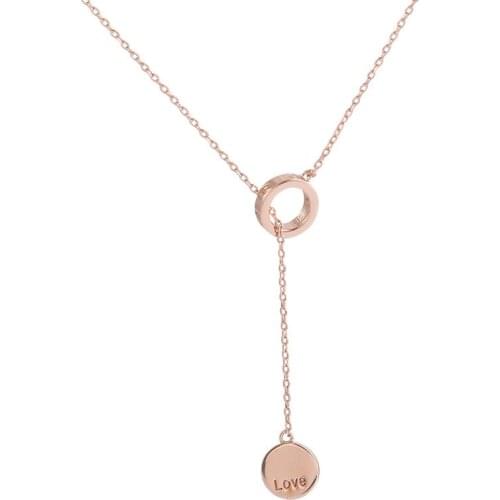 925 Sterling Silver Round Circle Long Chain Necklace Letter Love Disc Charm Necklace For Women Jewelry Gift Wholesale S-N601