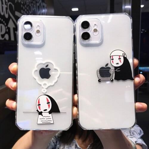 Funny Cute Anime Clear Phone Case For iphone 12 11 Pro Max 7 8 plus X XR XS Max Cartoon Side Frame Soft Transparent Cases Cover