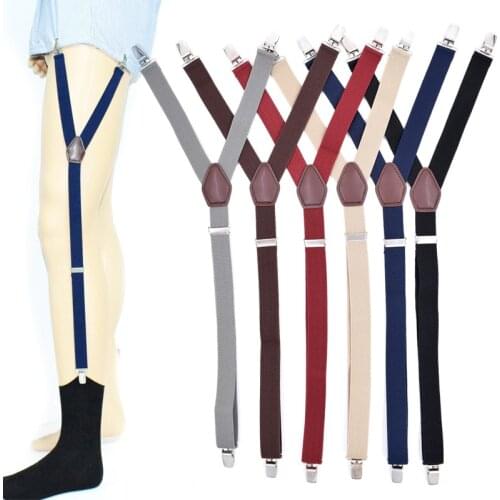 Shirt Stays Sock Garters for Men Police Military Adjustable Elastic Leg Suspenders Straps Shirt Holders Non-slip Clamp 1 Pair
