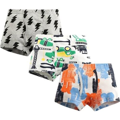 3 Piece Kids Boys Underwear Cartoon Childrens Shorts Panties for Baby Boy Boxers Stripes Teenager Underpants