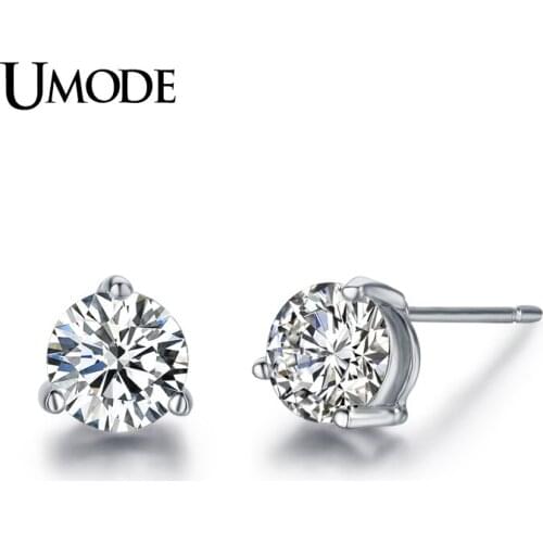 UMODE Brand Jewelry New Fashion Femel Accessories Cubic Zirconia Rhodium color Stud Earrings Jewelry For Women AUE0192
