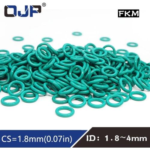 10PCS/lot Fluorine rubber Green FKM Oring Seal 1.8mm Thickness ID1.8/2/2.24/2.5/2.8/3.15/3.55/3.75/4mm O-Ring Seal Gasket Washer