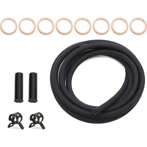 Car Fuel Injector Installation Return hose Line clamp & gasket Kit For Chevy GMC GM 6.2L 6.5L Diesel Engine