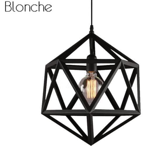 Vintage Diamond Metal Pendant Lights for Living Room Kitchen American Loft Industrial Led Hanging Lamp Home Decor Light Fixtures