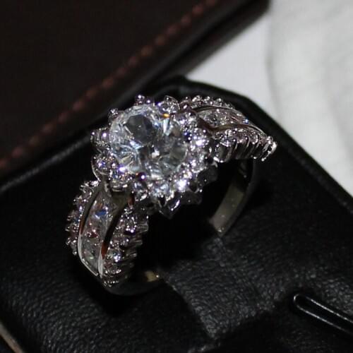 Jewelry Dazlling Ladys 10KT White Gold Filled White/Clear AAA Cubic Zirconia Crystal CZ Stone Wedding Ring Size5-11 choucong