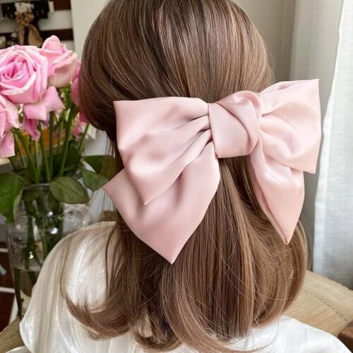 1PC New Fashion Hairgrips Big Large Bow Hairpin For Women Girls Satin Trendy Ladies Hair Clip New Cute Barrette Hair Accessories