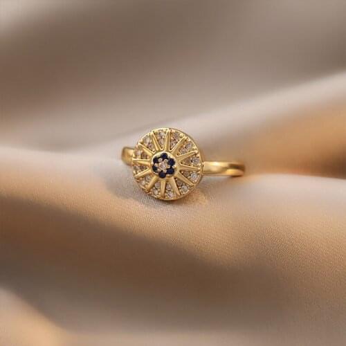 Fashion Woman Jewelry Gold Color Personality Round Party Punk Gothic Accessorie Gift Trendy Womens Ring Piercing Rings