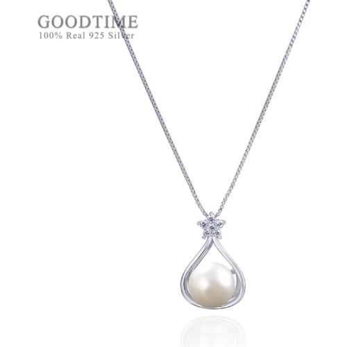 Fashion Women Girl Pure 925 Sterling Silver Necklaces Clavicle Necklace Pearl Zircon Pendant Necklaces Chain Jewelry Accessory