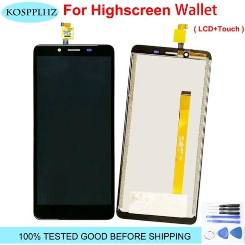 For highscreen wallet LCD Display+Touch Screen 100% Original Tested LCD Digitizer Glass Panel Replacement 5.5" Cell Phone