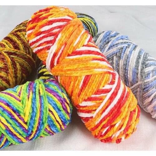 200g/ball Fancy Section Dyed Three Snowy Wool Group Hand-woven Gold Silk Glossy Velvet Hook Shoes Ice Line Yarn
