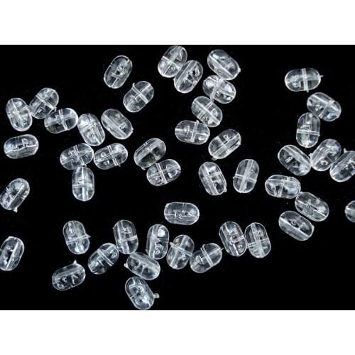 100PCS/Lot 5*8MM Fishing Plastic Transparent Clear Crossing Beads Double Pearl Drill Oval Beads Carp Fishing Stop Rigs Beads