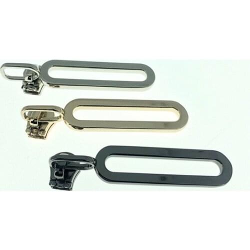 20 Pieces 13.6*65.4 MM Luggage Accessories Elliptical Hollow Pull Tab On The Lock 5# Metal Handbag Head Zipper Sliders