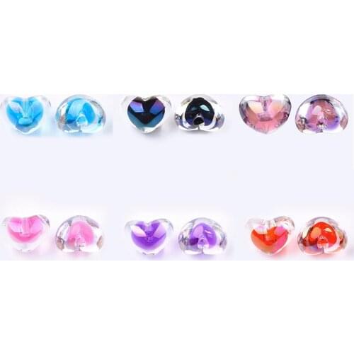 200Pcs Transparent Acrylic Beads UV Plating Rainbow Color Heart Bead in Bead Half Drilled For DIY Jewelry Making Accessories