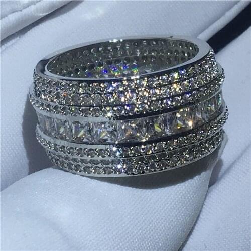 2020 Luxury Ring Simulated diamond cz Jewelry 925 Sterling Silver Engagement Wedding Band Rings for women men Party Jewelry