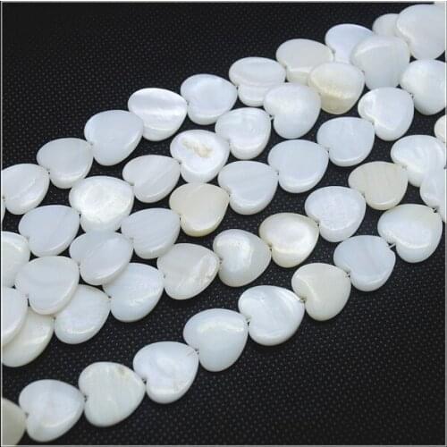 26pcs white shell beads heart shape mother of pearl size15mm shell strings for bracelets making accessories