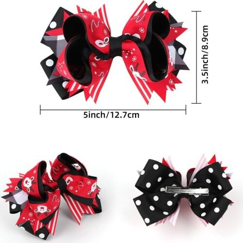 36 Pcs/Lot, 5 Inch Christmas Boutique Hair Bow Clips For Girls, Grosgrain Ribbon Bow Hair Clips, Kids Hair Accessories
