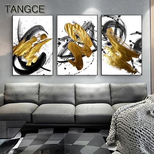 Abstract Golden Sand Canvas Art Tableaux Big Gold Poster Print Luxury Wall Art for Living Room Cuadros Salon Tableaux 3D Effect