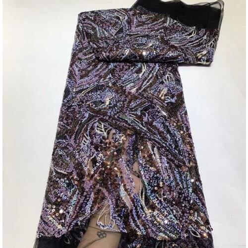 African High Quality Sequined Lace 2021 Material French Embroidery Tulle Lace Fabric Sequins ZX41061