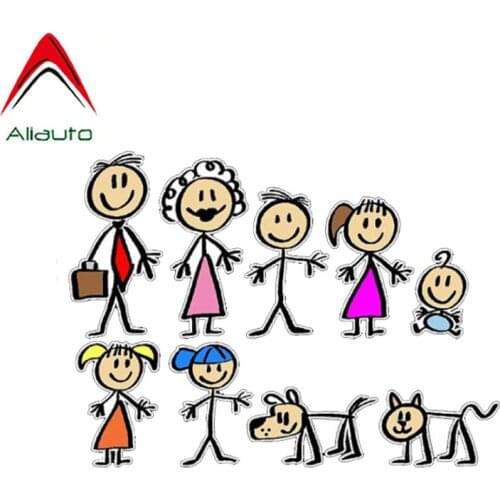 Aliauto Funny Cartoon We Are Family Car Stickers PVC Decal for Audi BMW Chevrolet Volkswagen Renault Opel ,18CM*13CM