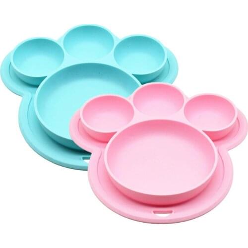Baby Safe Silicone Dining Plate BPA Free Solid Children Dishes Suction Toddle Training Tableware Cute Cartoon Kids Feeding Bowls