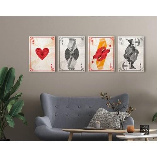 BK Home Playing Cards design 4'lü Canvas table 50x70cm-5