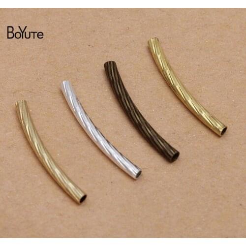 BoYuTe (200 Pieces/Lot) 20-30-40MM Length Metal Brass Carved Bend Tube Materials Hand Made DIY Jewelry Accessories