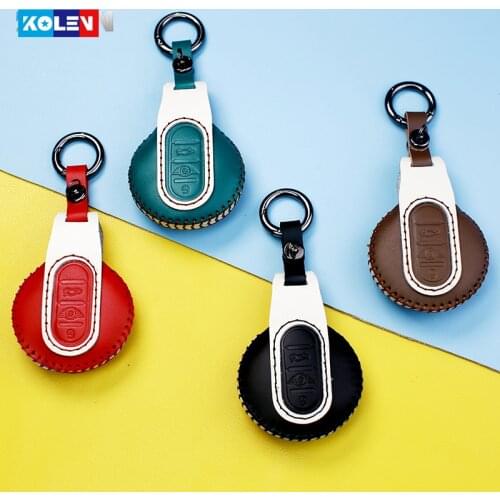Genuine Leather Car Smart Key Case Keychain Cover Fob For BMW Mini Cooper JCW F54 F55 F56 F57 F60 Clubman Countryman Accessories