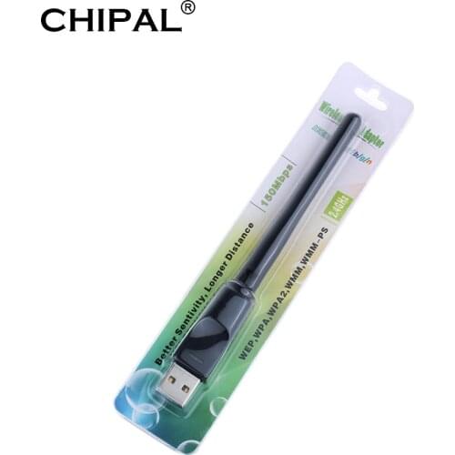 CHIPAL 150Mbps Mini USB WiFi Adapter Wireless Network Card 150M LAN Wi-Fi Receiver Dongle 2dbi Antenna 2.4G 802.11b/g/n Ethernet