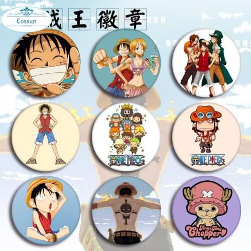 Cossun Japan Anime Luffy Roronoa Zoro Nico Robin Tony Tony Chopper Cosplay Badge Pins Collection Badges for Backpacks