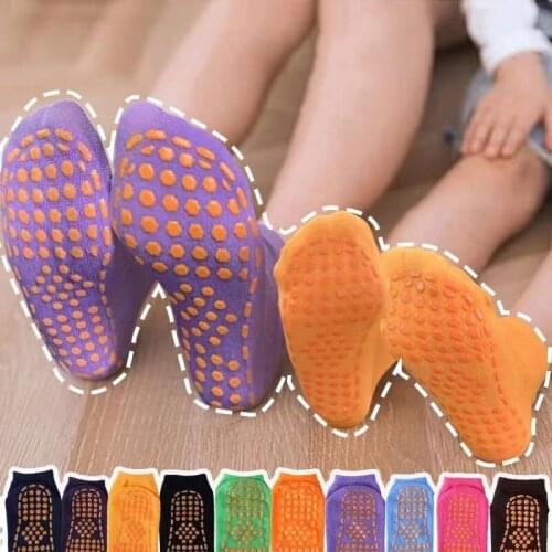 Children Baby Cotton Anti Skid Floor Socks Trampoline Socks Adult Comfortable Wear Non Slip Sports Yoga Short Socks Foot Massage