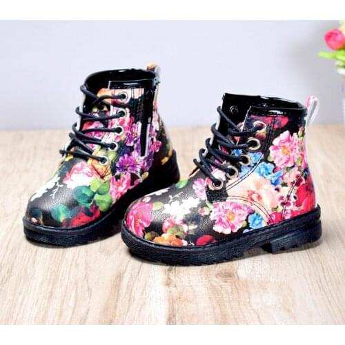 Children autumn new shoes girls fashion Martin boots princess small floral soft-soled short boots girls mid-tube single boots