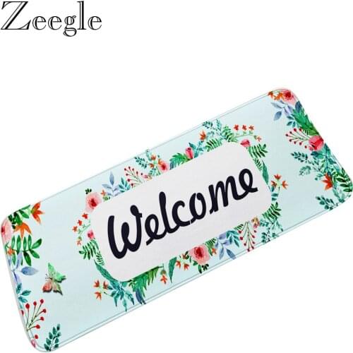 Welcome Printed Kitchen Long Carpet Anti-slip Living Room Rug Hallway Carpet Bathroom Doormat Absorbent Bedside Carpet Mat
