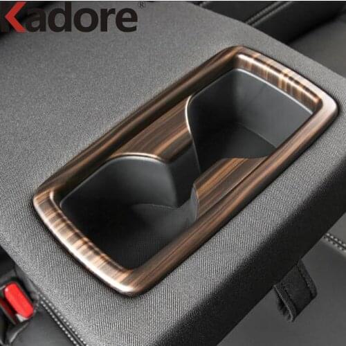 For Toyota RAV4 RAV 4 2019 2020 2021 Carbon Fiber Interior Rear Seat Water Cup Holder Frame Cover Trim Car Accessories