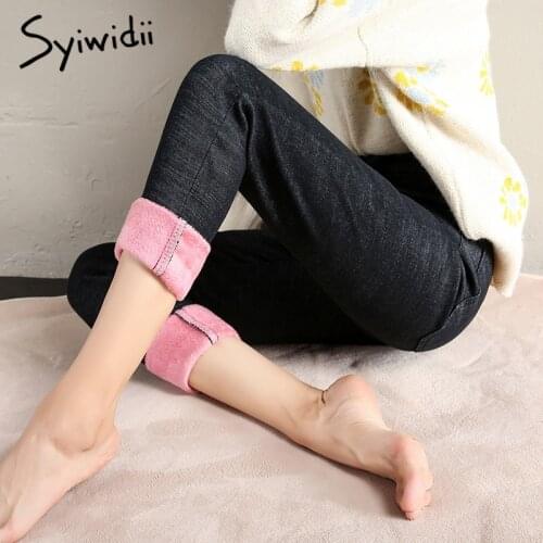 Velvet jeans woman high waist skinny women jeans Pencil Pants denim Casual fleece winter warm stretch black blue pink