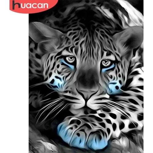 HUACAN 5D Diamond Painting Leopard Cross Stitch Diamond Embroidery Animal Picture Of Rhinestones Mosaic Decoration Home