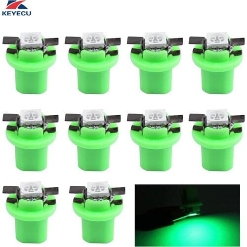 KEYECU 10 PCS Green T5 B8.5D 5050 1SMD Car LED Instrument Panel Indicator Light Interior Gauge Cluster Light Bulb