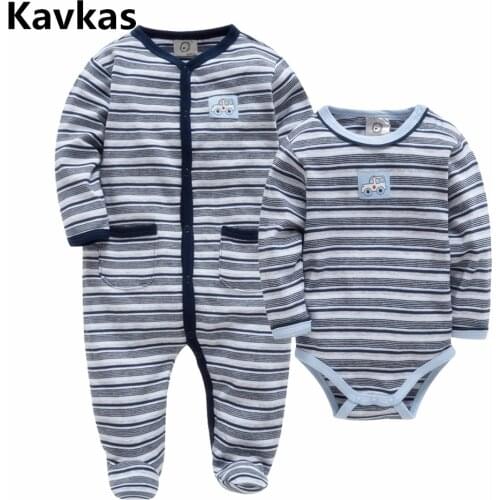 Kavkas body bebe Newborn Baby Winter Clothes Long Sleeves Stripes Boy Newborn Baby Clothes Body Baby Clothing Set ropa de bebes