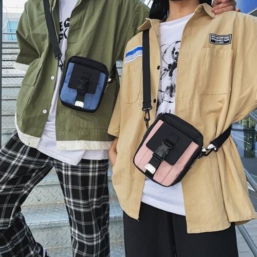 Korean street tide brand Hong Kong style retro bag male ins student canvas tooling messenger bag cool shoulder bag simple