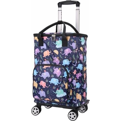 Grocery Shopping Cart Small Cart Picnic Household Insulation Portable Grocery Shopping Bag Large Capacity Lightweight Aluminum A