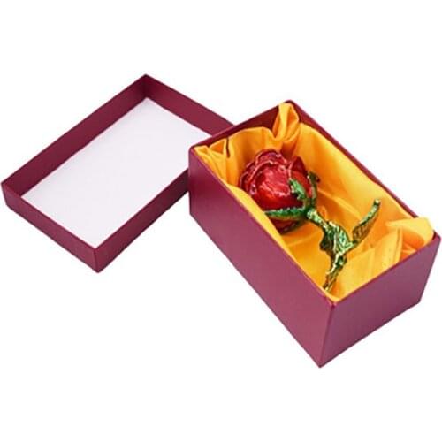 Creative Alloy Rose Flower Jewelry Storage Box Faux Diamond Rings Earrings Case B36D