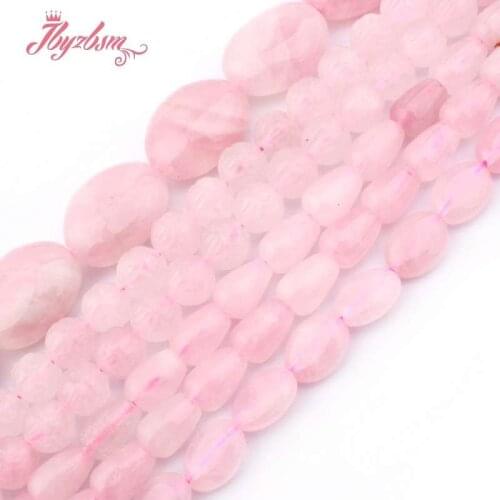 Freeform Round Oval Pink Rose Quartzs Beads Natural Stone Beads For DIY Necklace Bracelets Earring Woman Gift Jewelry Making 15"