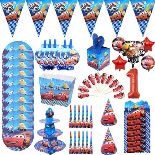 Cartoon Cars Lightning McQueen Theme Paper Cup Plate Straw Disposable Tableware Birthday Party Decorations Kids Baby Shower Gift