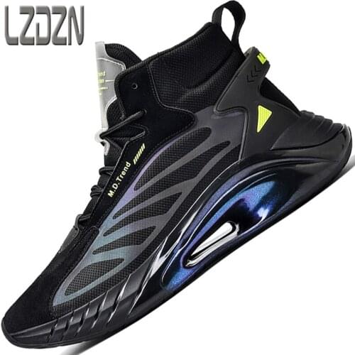 Mens Shoes Sports Running Shock Absorption Running Shoes Air Cushion Full Palm Mens High Waist Basketball Youth Junior School