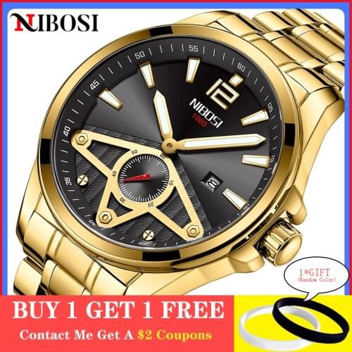 Special Offer NIBOSI Men Watches Stainless Steel Sports Chronograph Waterproof Quartz Watch Wristwatches Mens Relogio Masculino