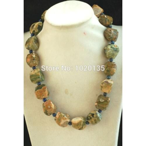 Wholesale peacock necklace stone wave faceted baroque unique lapis pazuli round 20-22mm 21inch beads
