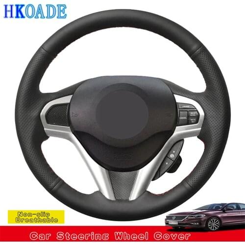 DIY Hand-stitched Black Genuine Leather Car Steering Wheel Cover For Honda CR-Z CRZ 2011 2012 2013 2014 2015 2016