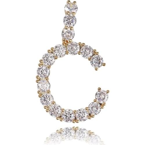 A-Z Initial Letters CZ Chain Statement Necklaces & Pendant Full Iced Out Lab Diamond Cubic Zircon Hip hop Jewelry for Men Women