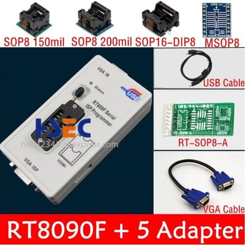 Original Newest RT809F ISP Programmer clip + 5 adapter socket for bios rt809 ICSP usb programmer universal nand tsop48