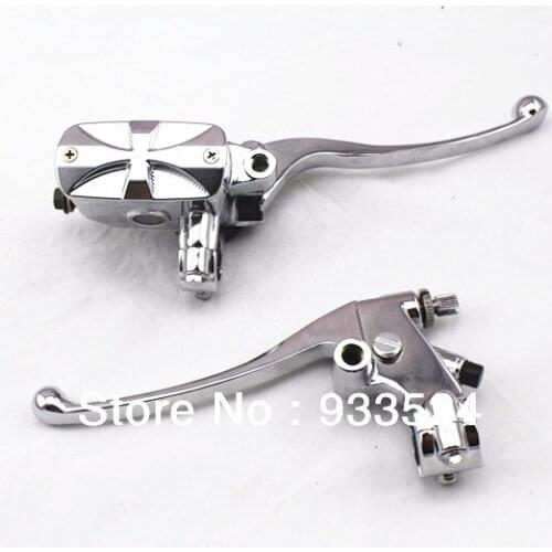 Pair Universal Motorcycle Clutch Levers 7/8" 22mm Handlebar Cross Hand Control Reservoir For Honda